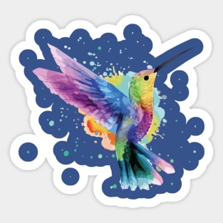 humming bird of watercolor rainbow1 Sticker